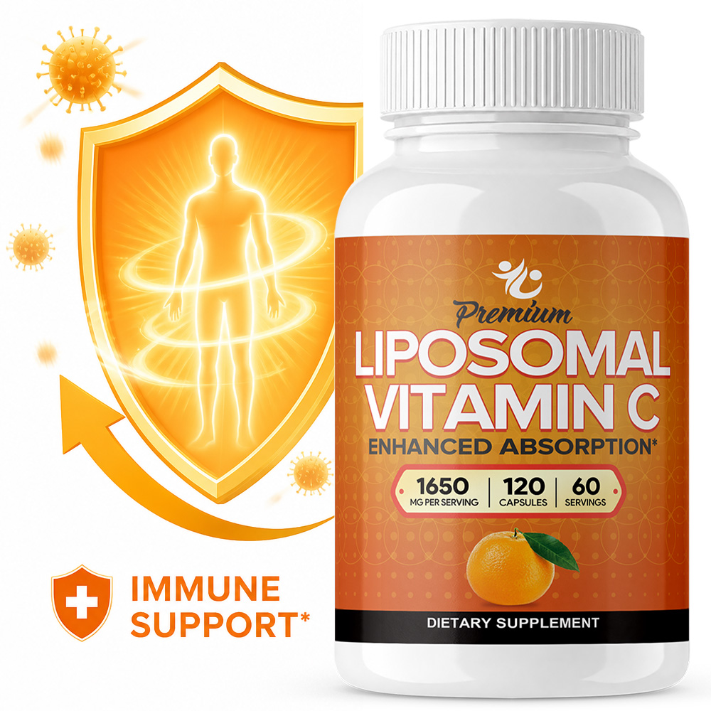 Health Wellness Vitamins - Liposomal Vitamin C Capsules 1650mg, Promotes