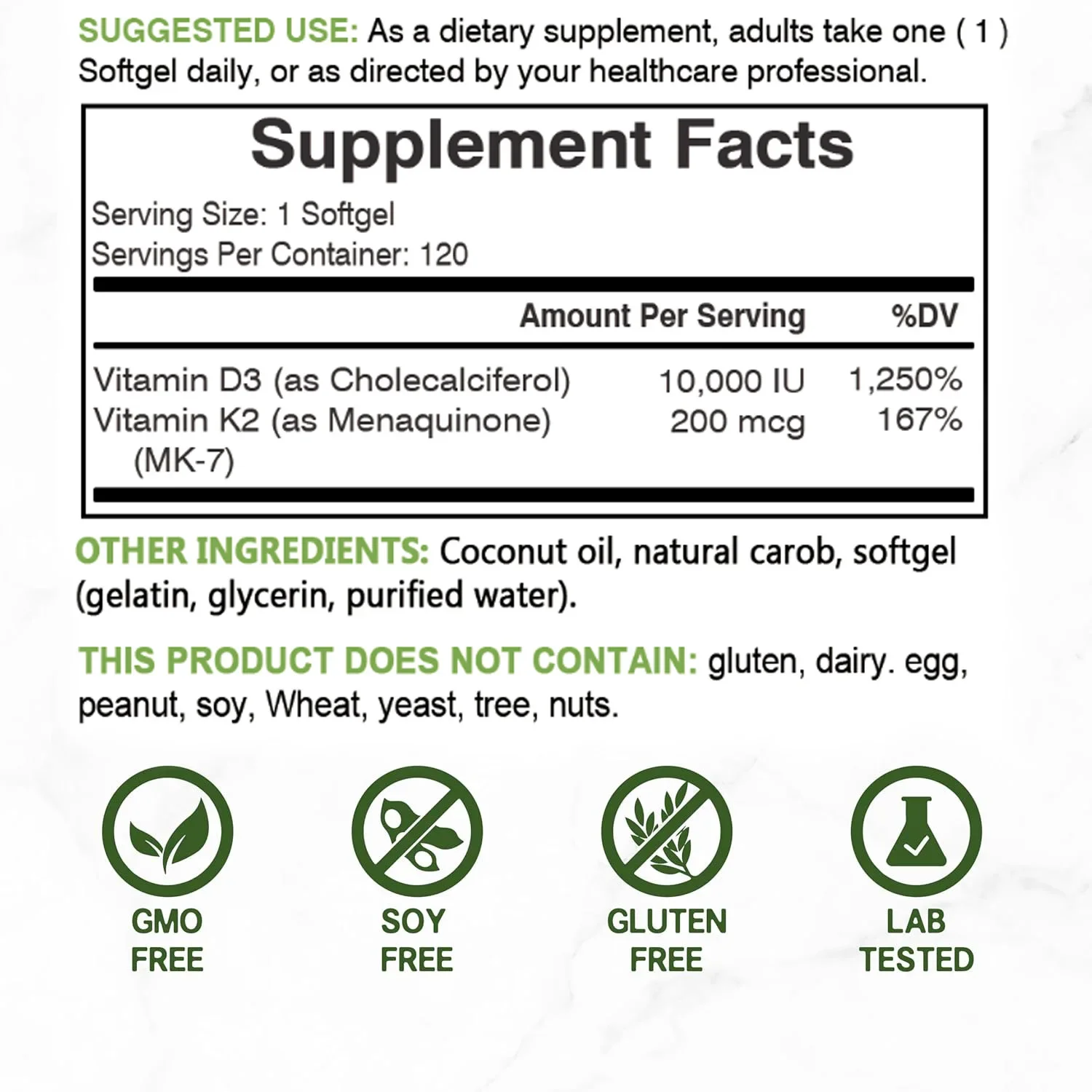 Vitamin D3 10,000 IU + K2 MK7  - огляд і ціна Health Wellness Vitamins