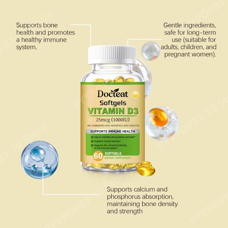Docteat Vitamin D3 Softgels 25 - огляд і ціна Health Wellness Vitamins